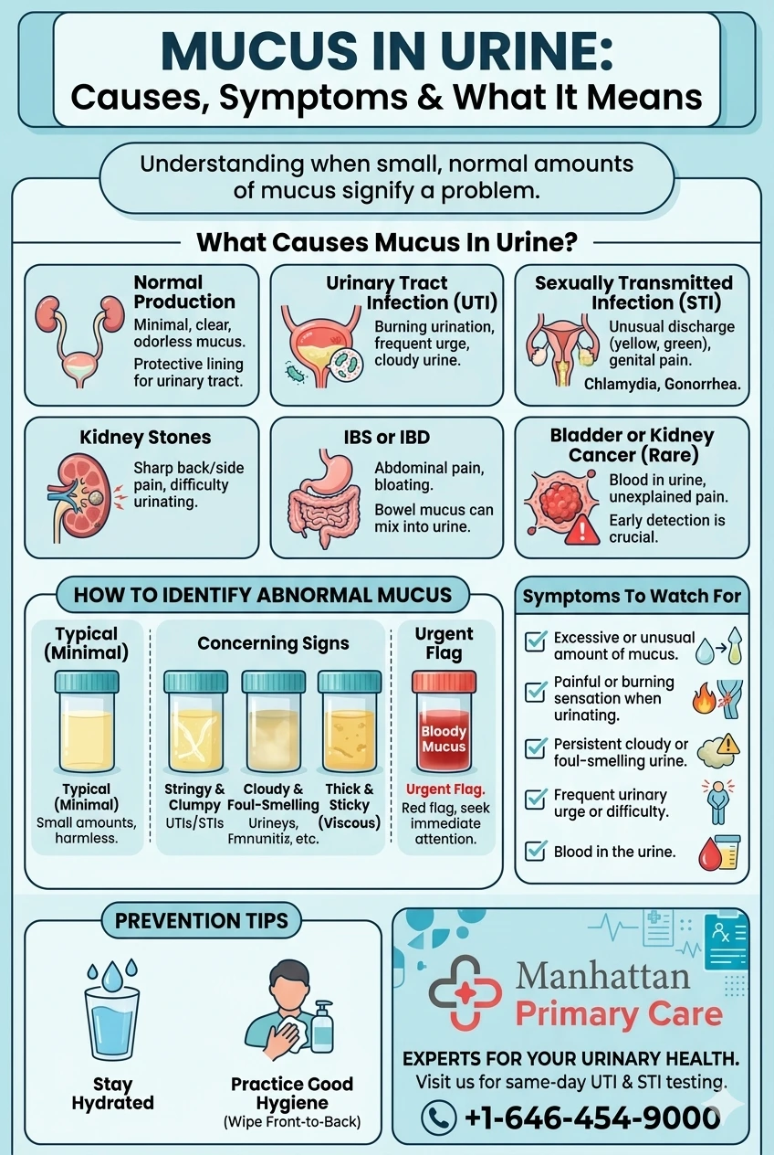 Mucus in Urine: Causes, Symptoms and What It Means infographic
